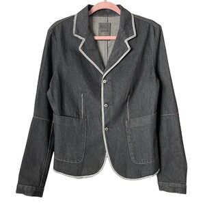 Vintage Marithe Francois Girbaud Denim Blazer Womens Large Piping Jacket Y2K